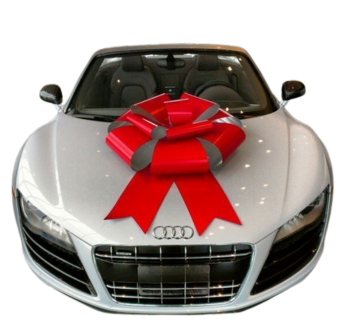 Grey Audi With Big red Car Bow